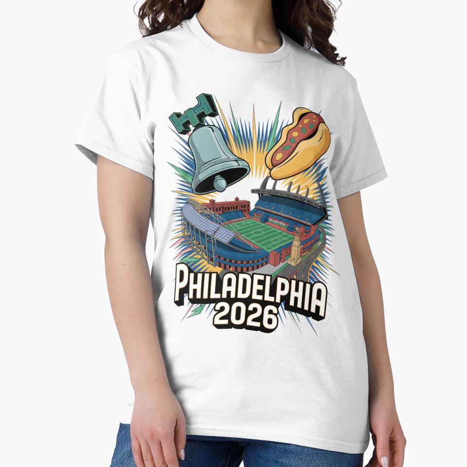 Philadelphia 2026 Liberty Bell Stadium Cheesesteak T-Shirt V9 by DarylWelsh2024