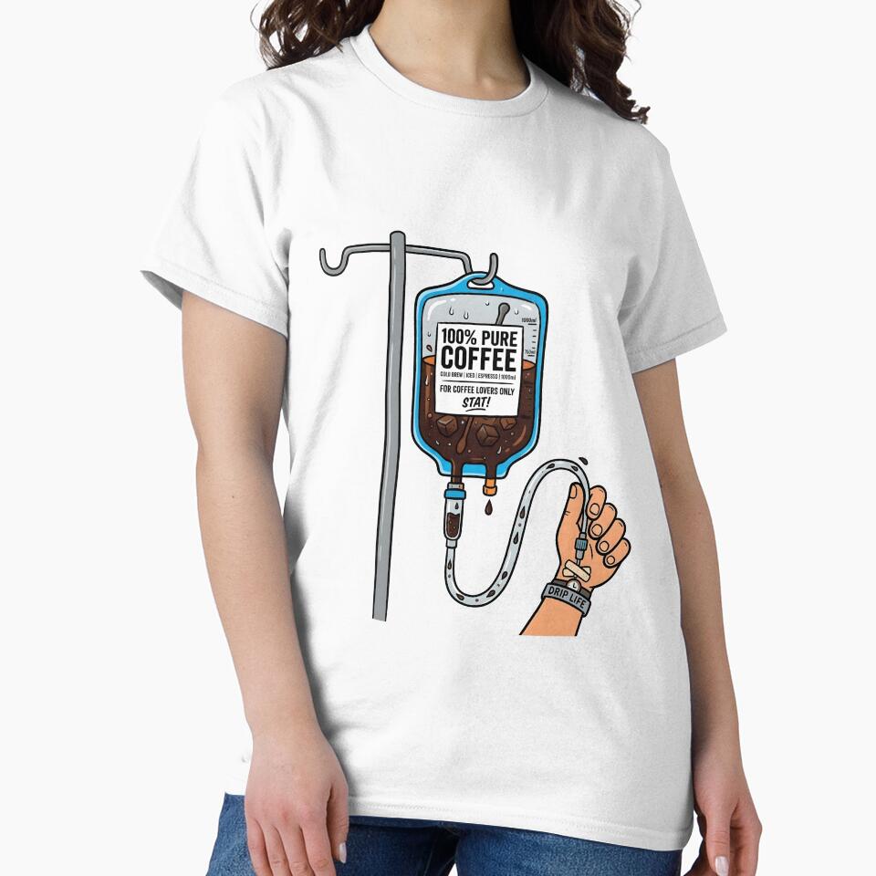 100% Pure Coffee - Funny IV Coffee Bag Medical Parody Design by WowDezign