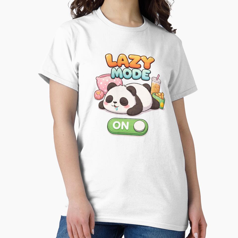 Lazy Mode ON – Cute Sleepy Panda Kawaii Design T-Shirt by DarojadNR
