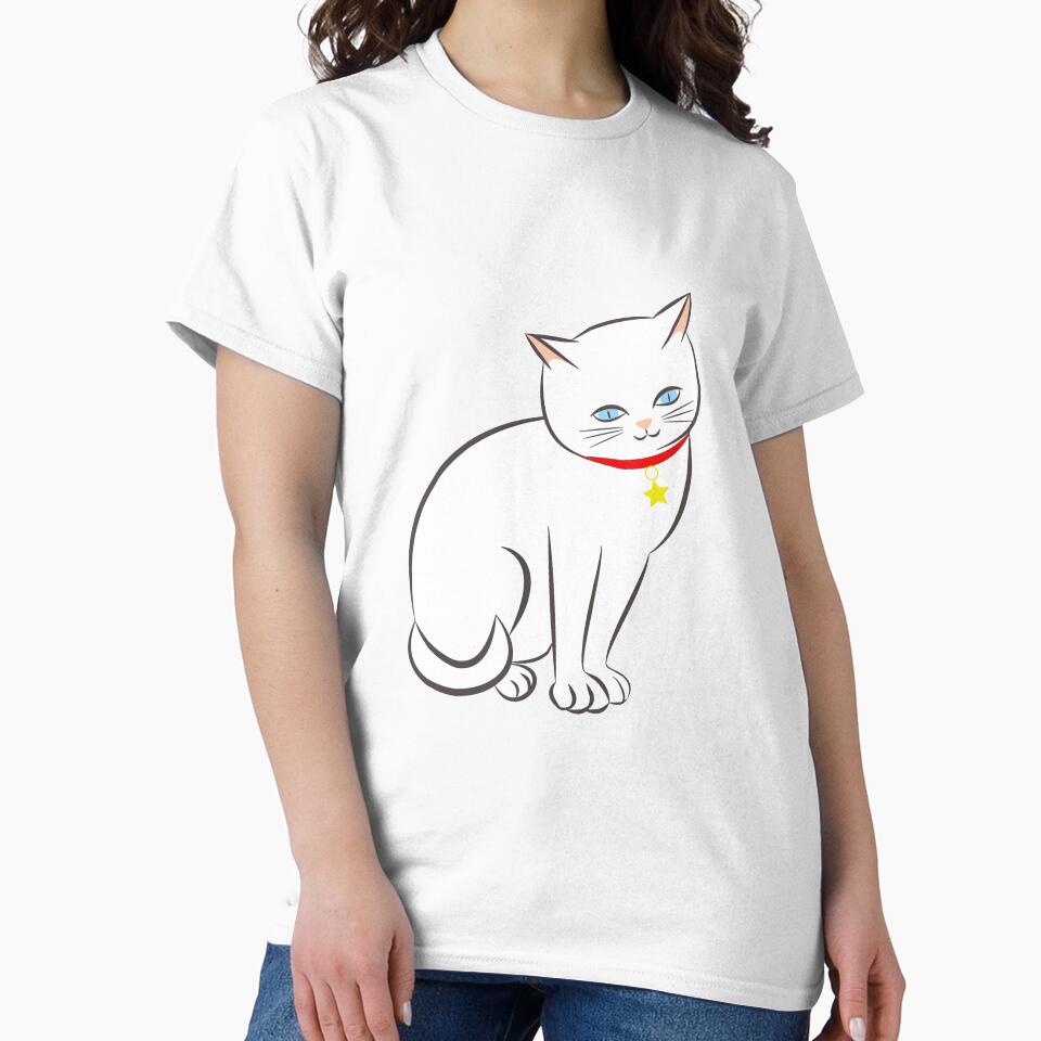 Cute White Kawaii Kitty Cat with Blue Eyes by lovelyandcute