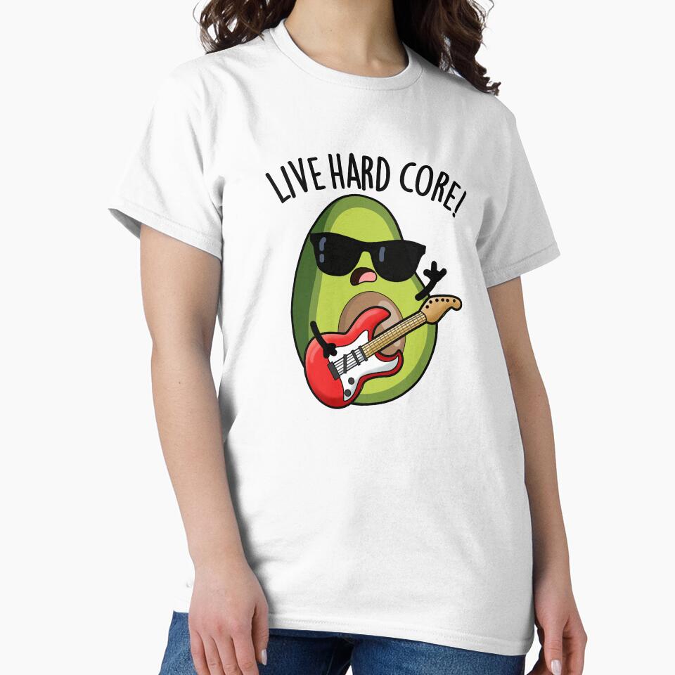 Live Hard Core Funny Avocado Rock Pun by punnybone