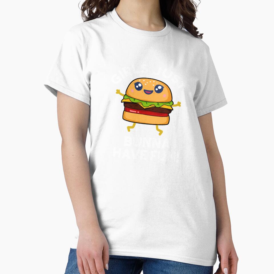 Girls Just Bunna Have Fun Funny Burger Puns (Dark BG) by punnybone
