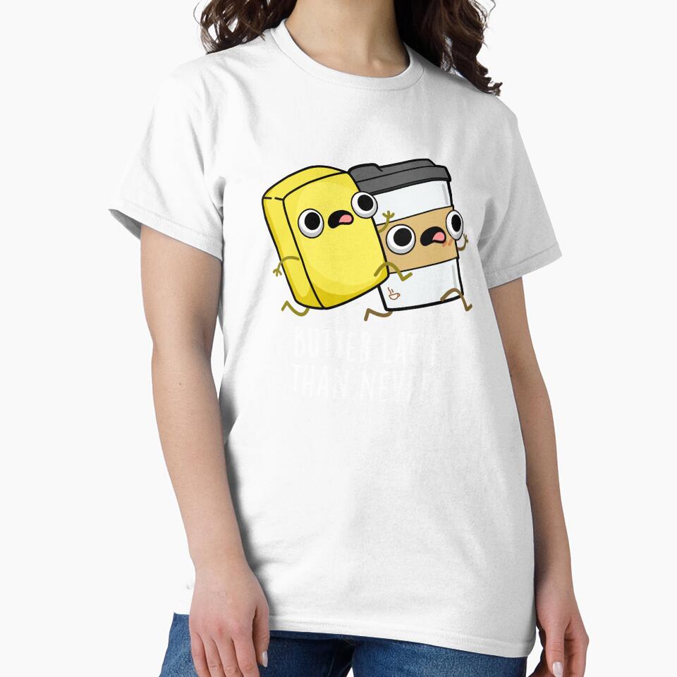 Butter Latte Than Never Funny Food Pun (Dark BG) by punnybone