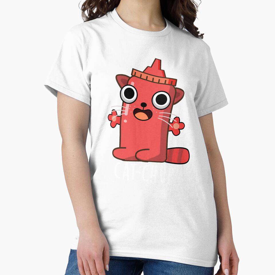 Cat-chup Funny Ketchup Pun (Dark BG) by punnybone