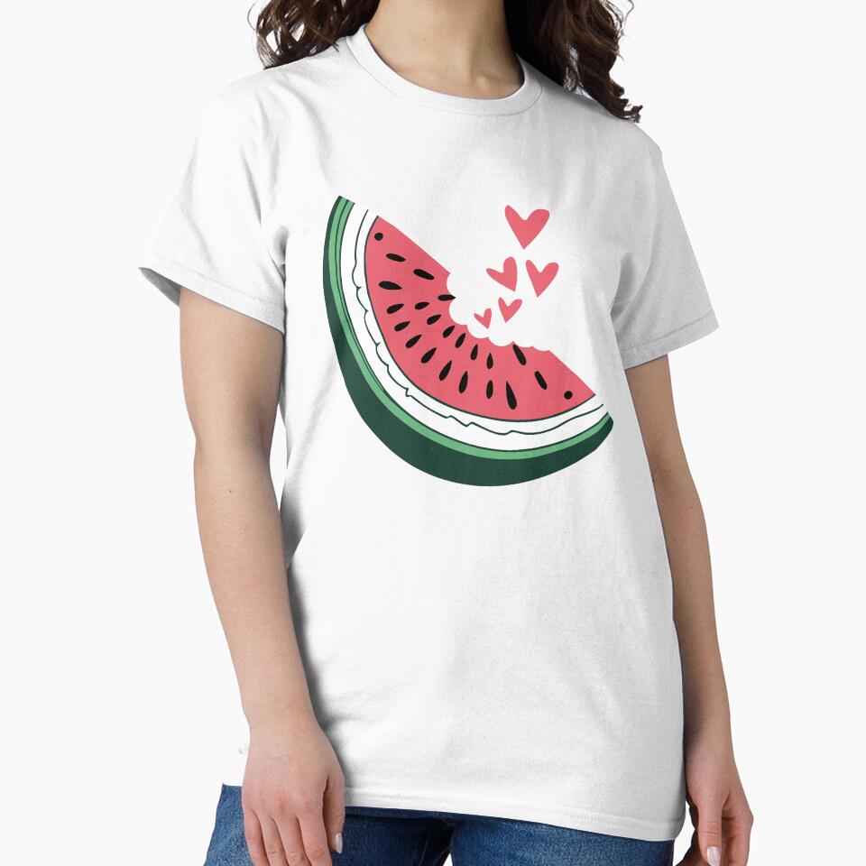 Watermelon slice hearts kawaii summer fruit eating lover art by alenaz