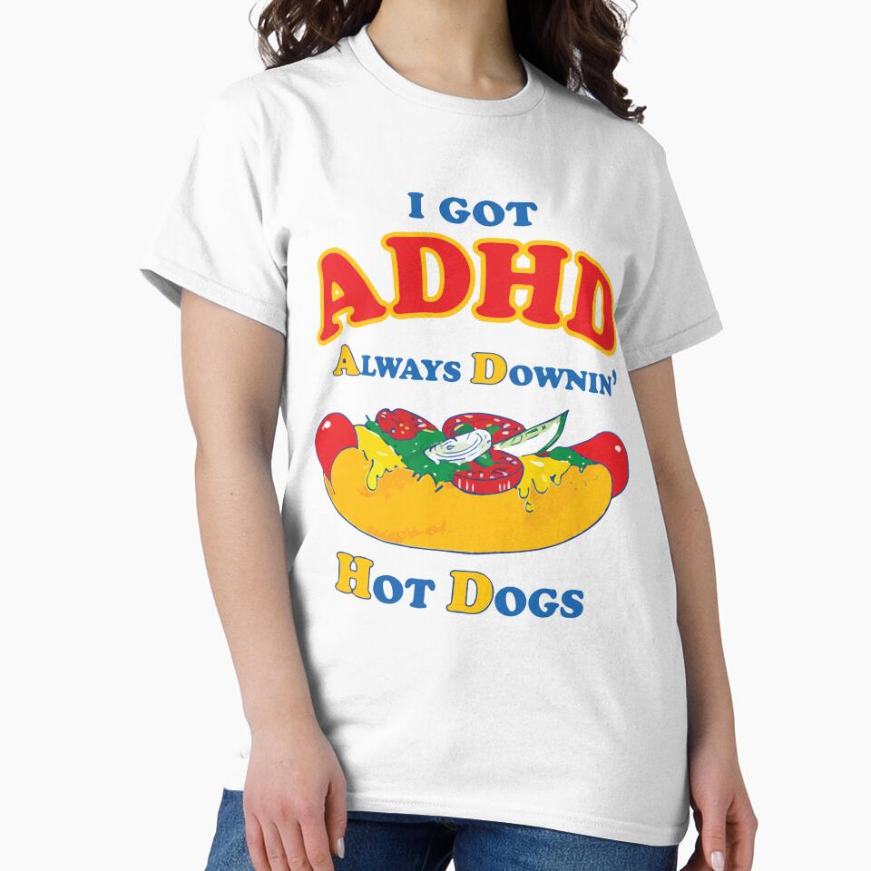 Funny Hot Dog Lover Always Downin Hot Dogs Food Humor Cartoon Design by kiralynstration