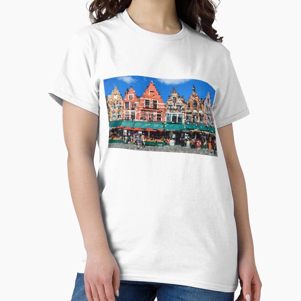 Pixelated Bruges Market Square Scene by Potato Quality Prints