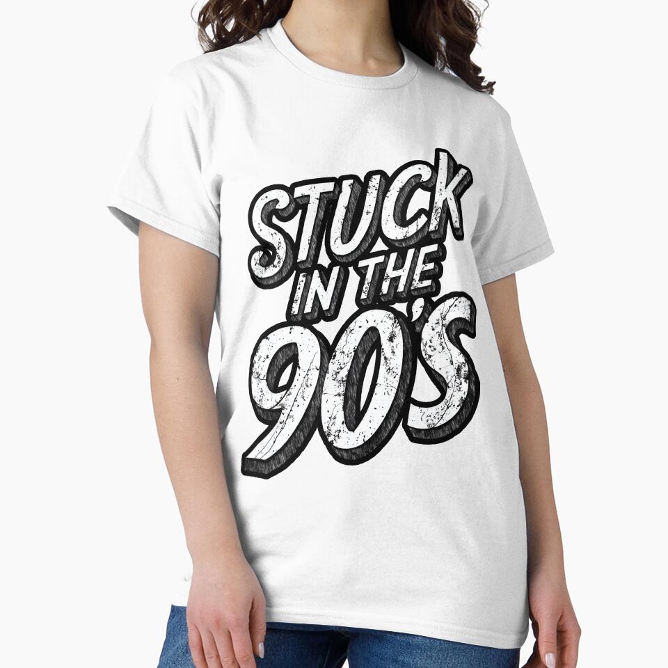 Retro Stuck in the 90's Text Design - Vintage Nineties Nostalgia Graphic by RuyaFab