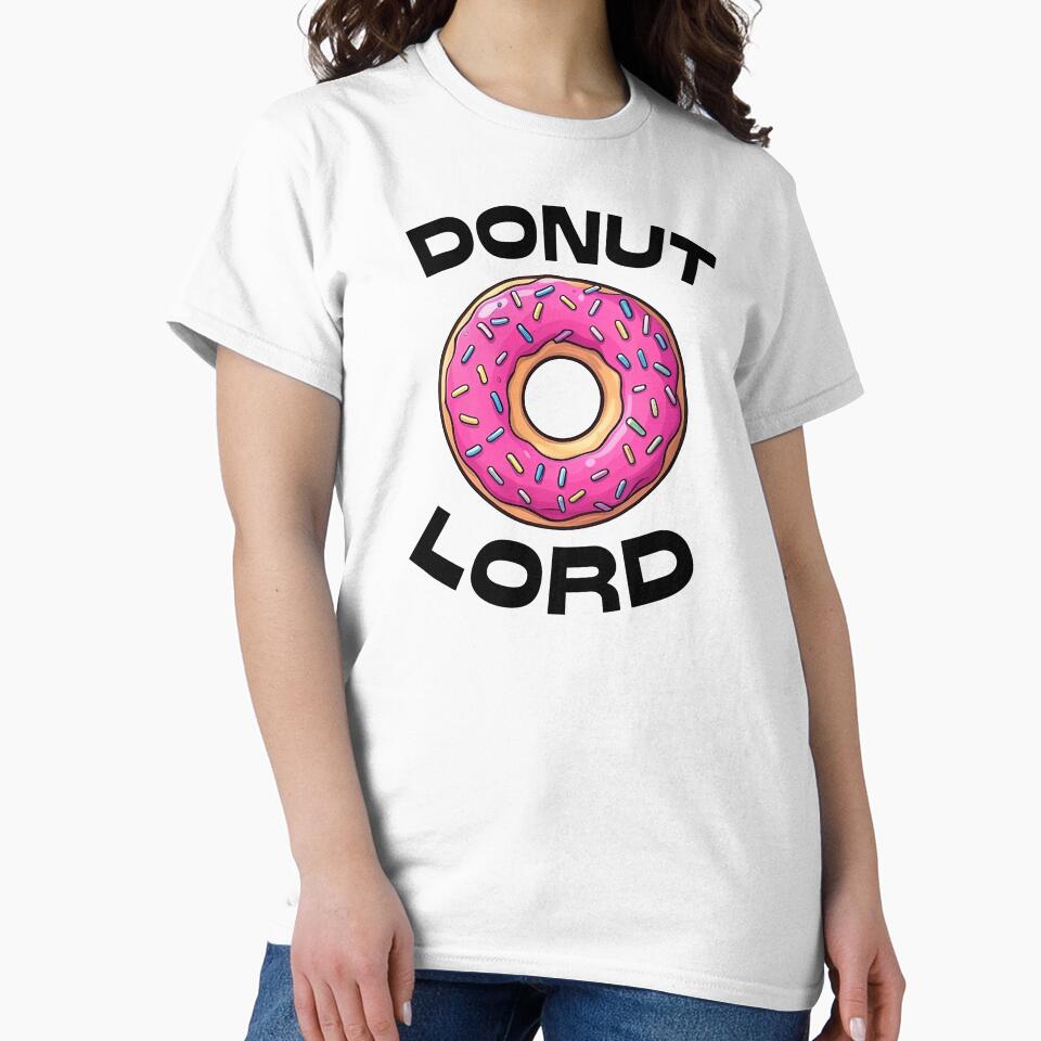 Donut Lord Funny Donut Lover T-Shirt - Pink Sprinkles Doughnut Graphic Tee by Rockwelder