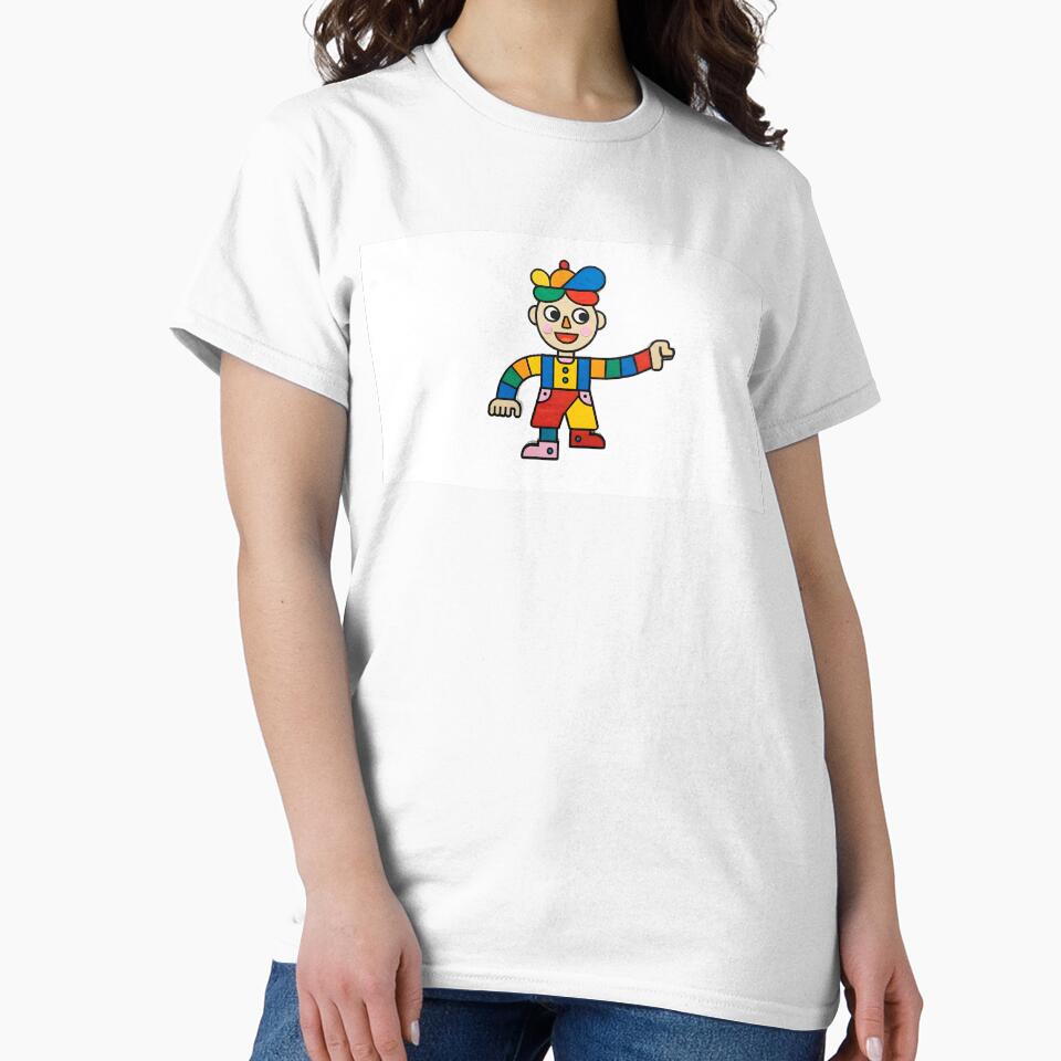 A colorful cartoon figure made of interlocking blocks stands against a white background. by ARTSIT-SHOP