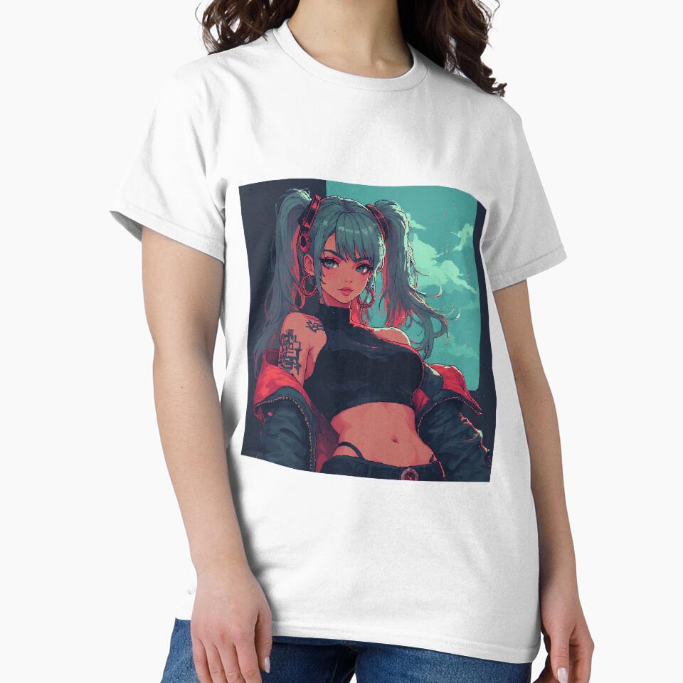 Retro Art Blue Hair Girl From Cyberpunk Beautiful by pexoboy