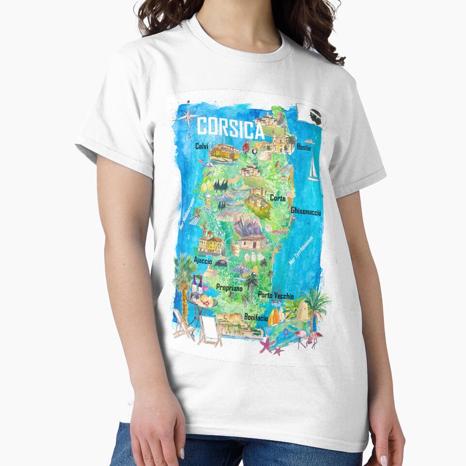 Corsica Island France Illustrated Travel Map – Ajaccio, Bonifacio, Calvi & Bastia Iconic Highlights by artshop77