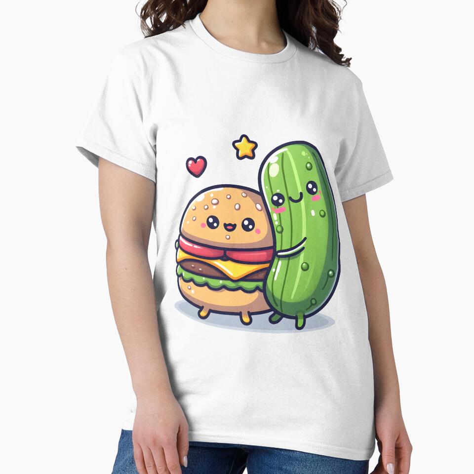 Kawaii Burger Hugging Pickle by CanvasCutie