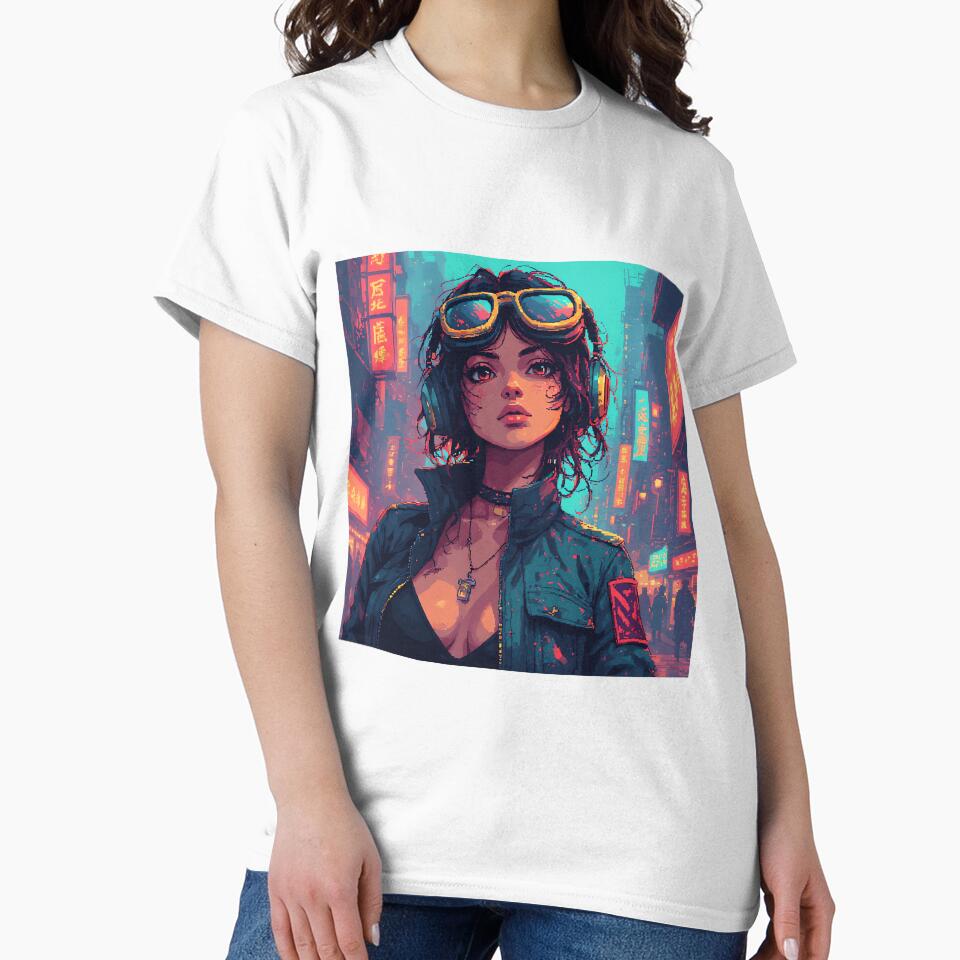 Retro Pixel Art Beautiful Girl In Cyberpunk by pexoboy