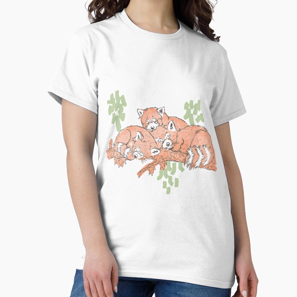 Red Panda Watercolor Sleeping Lazy Red by SkyCloudBlue