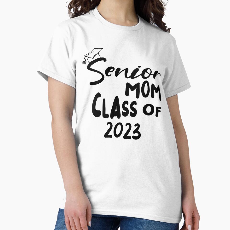 Women Senior Mom Class of 2023 Shirt Cute Heart Graphic Mom Shirt Graduation Tshirt Short Sleeve Tops by JVAZ21