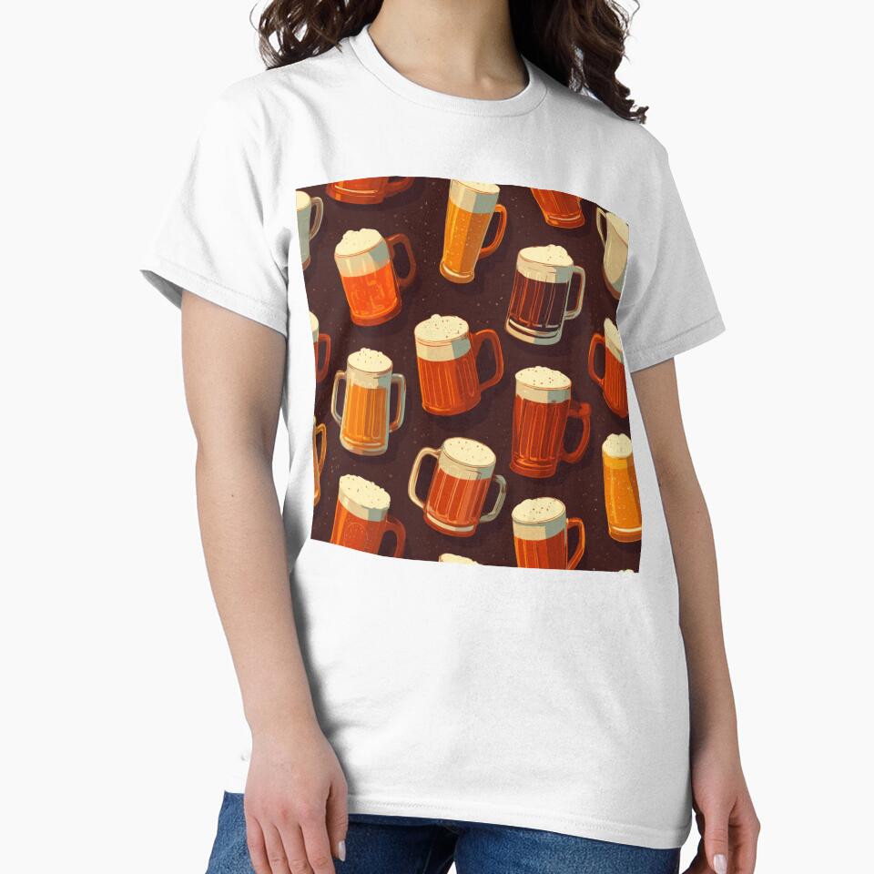 Retro Beer Mugs Pattern Craft Beer Lover Design by NicolasGlowArt