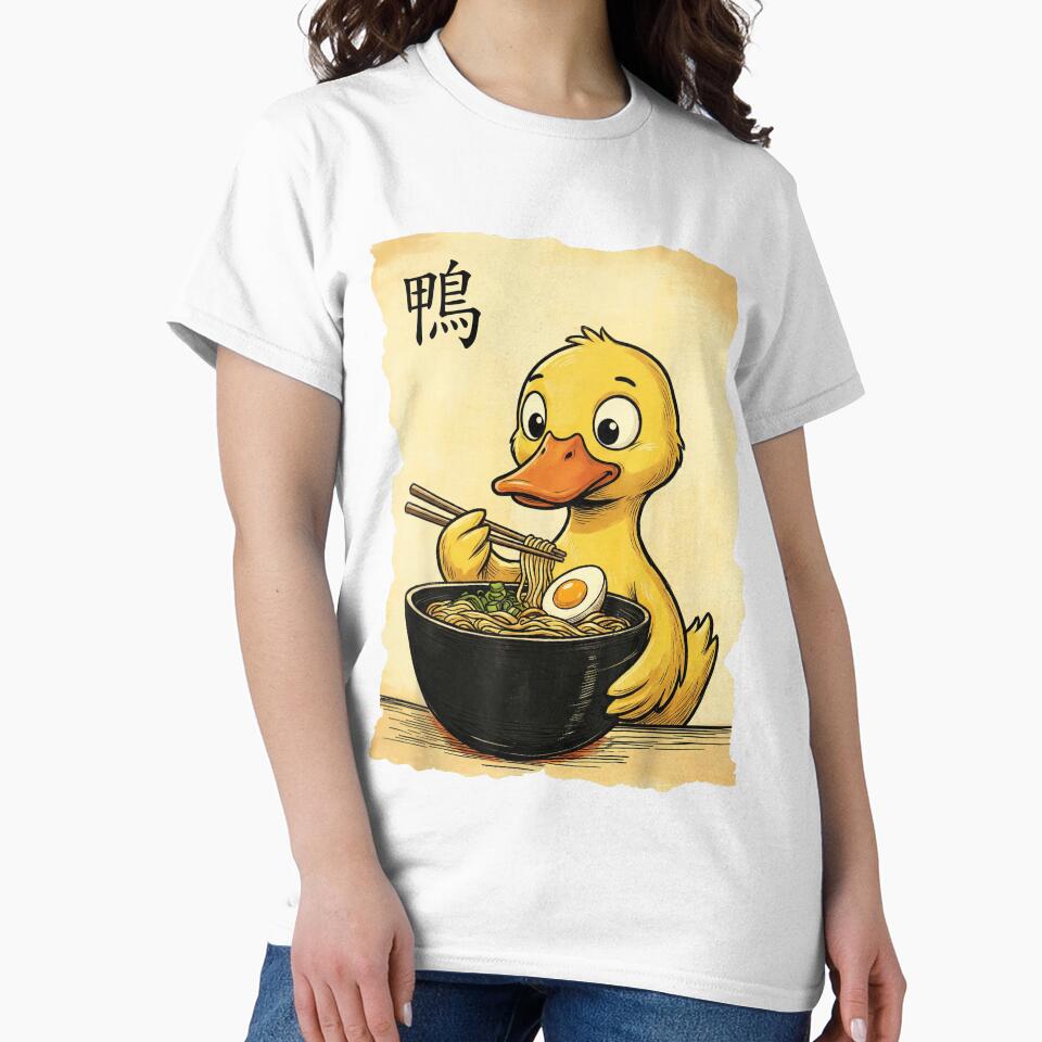 Cute Duck Eating Ramen Noodles - Kawaii Japanese Food Lover by Bongocomic
