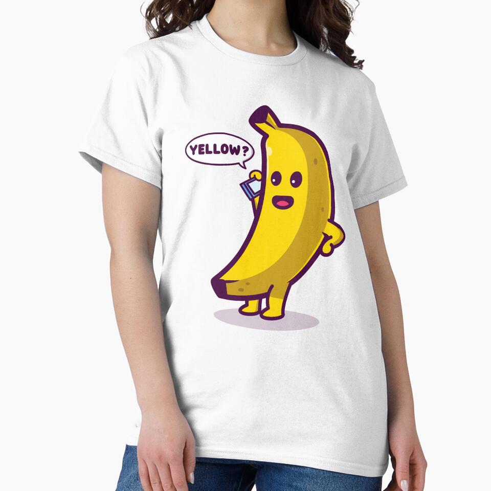 Funny yellow banana answering phone with "Yellow?" pun punny by messy-nessie