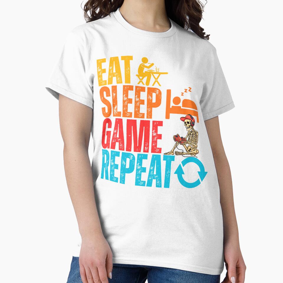 Funny Gamer Skeleton - Eat, Sleep, Game Repeat by legendaryskins