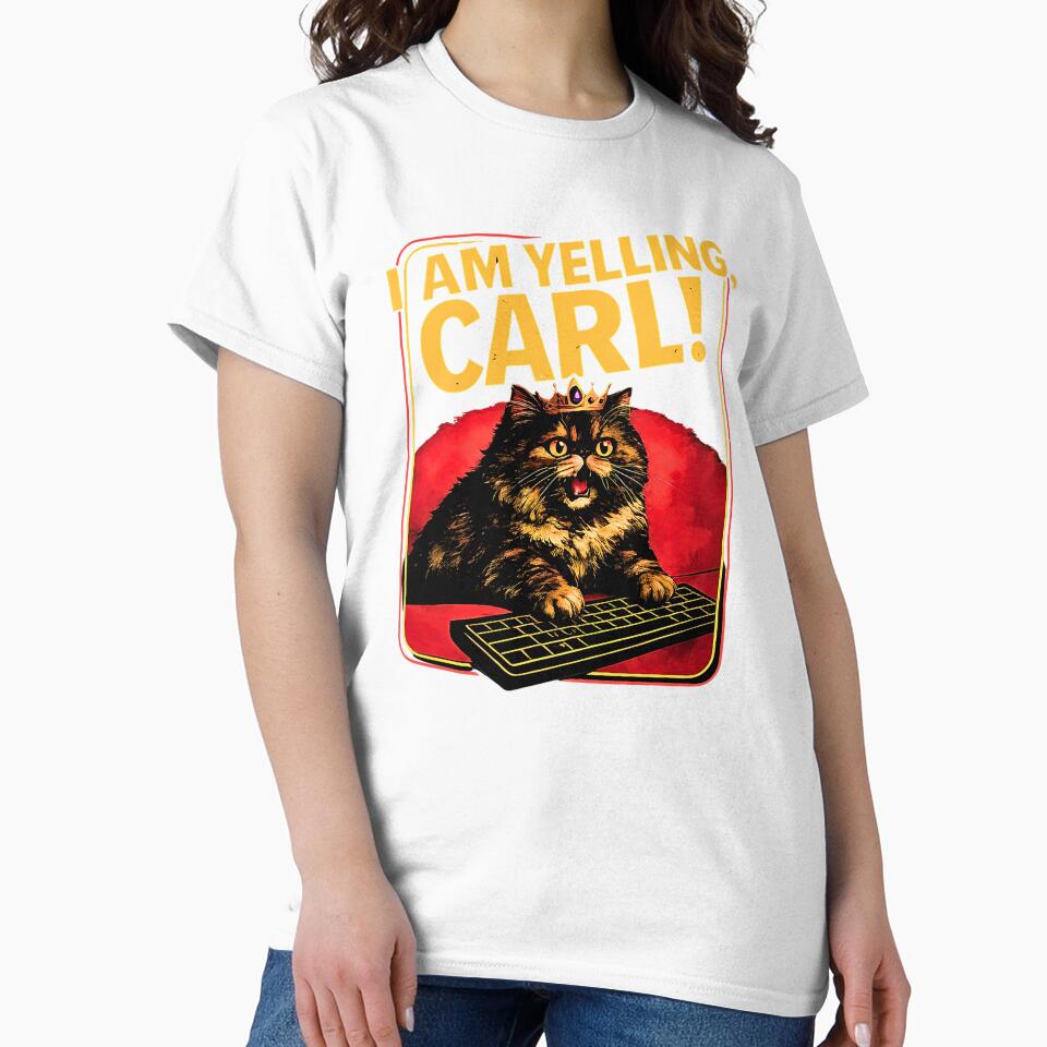 I Am Yelling Carl Funny Angry Cat Meme Retro Design by NinigFox