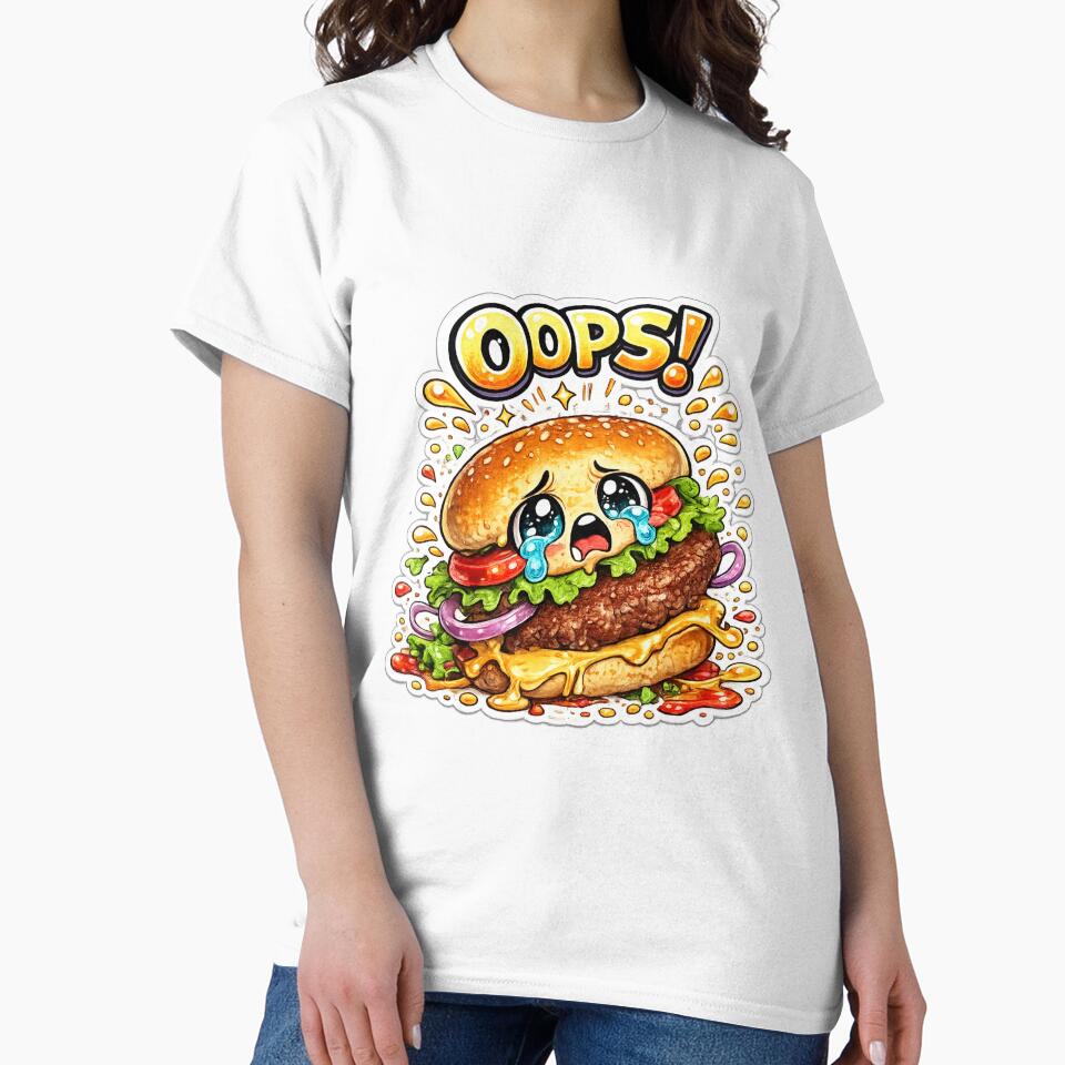 Oops Burger – Cute Kawaii Dropped Burger Manga Design by Kevin Shearer