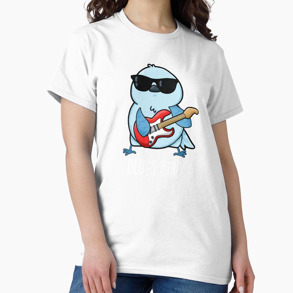 Blues Bird Funny Bluebird Pun (Dark BG) by punnybone