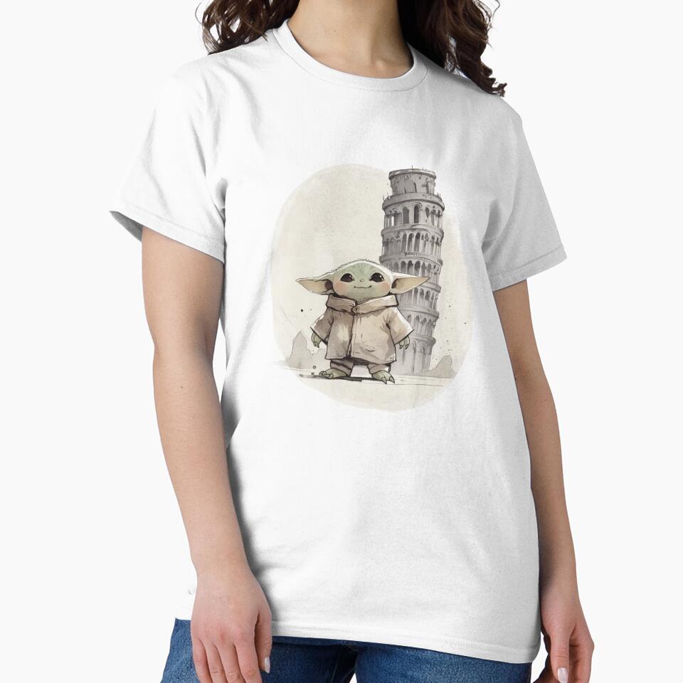 BABY YODA WITH LEANING TOWER OF PISA by LIS AND MELIVERSO