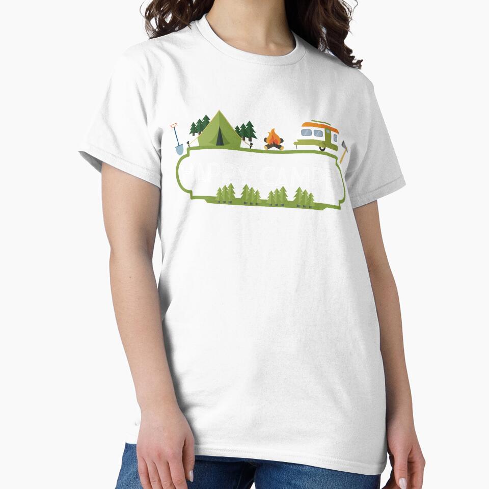 Happy Camper Camping Vintage Hobby Novelty T-Shirt by Bendthetrend