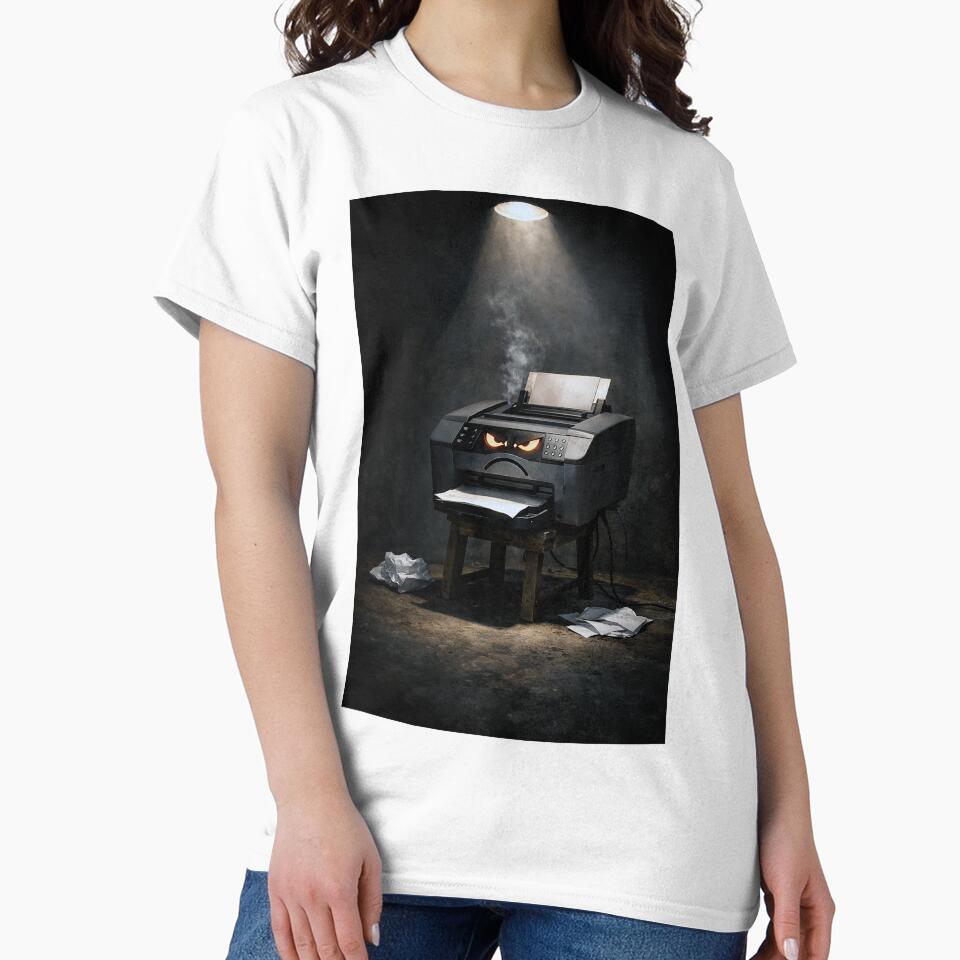 Angry Printer – Office Rage Dark Humor Art by MirAgency