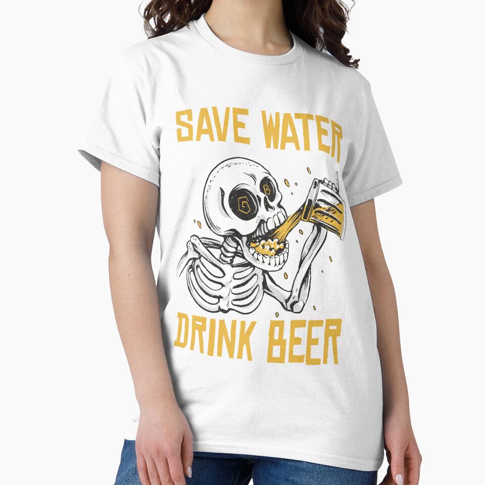 Save water Drink beer, Funny Skeleton by HandicraftArt