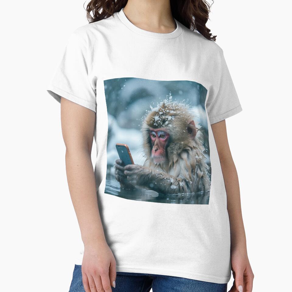 Snow monkey meme, mobile phone addiction by sereneprint