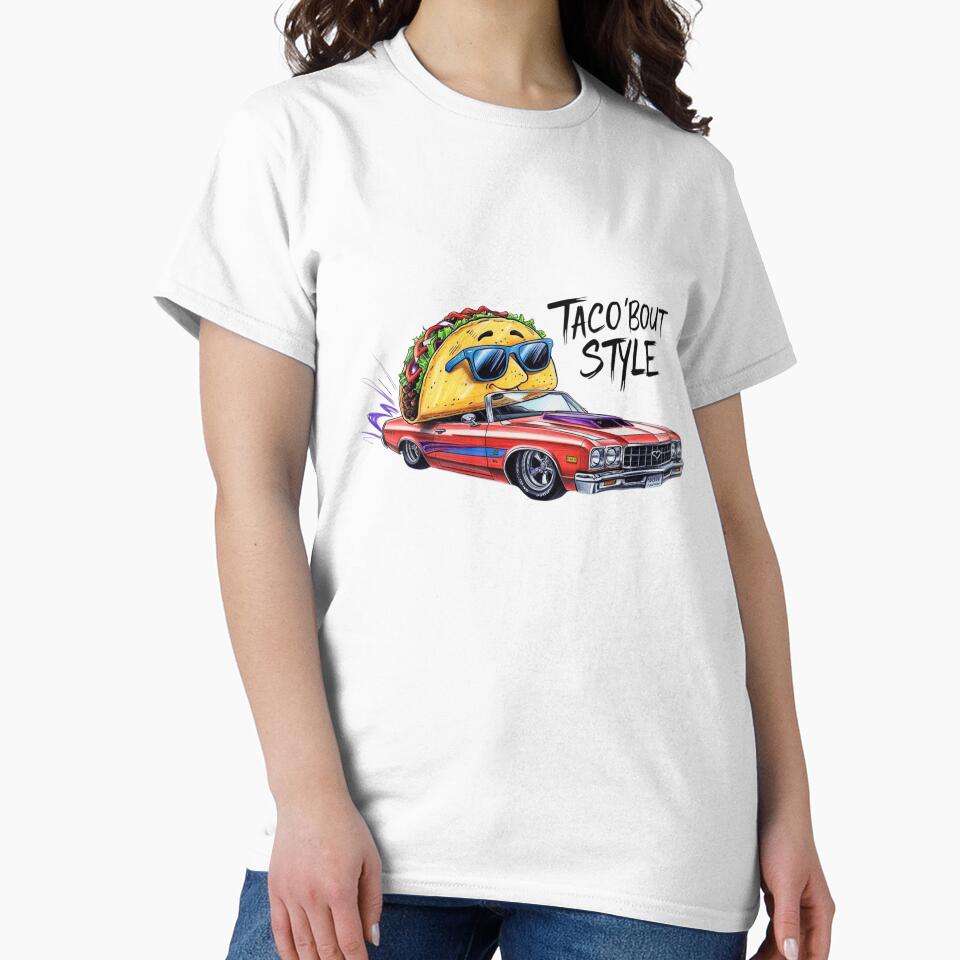 Cool Taco Driving Classic Car Illustration by LOLThreads