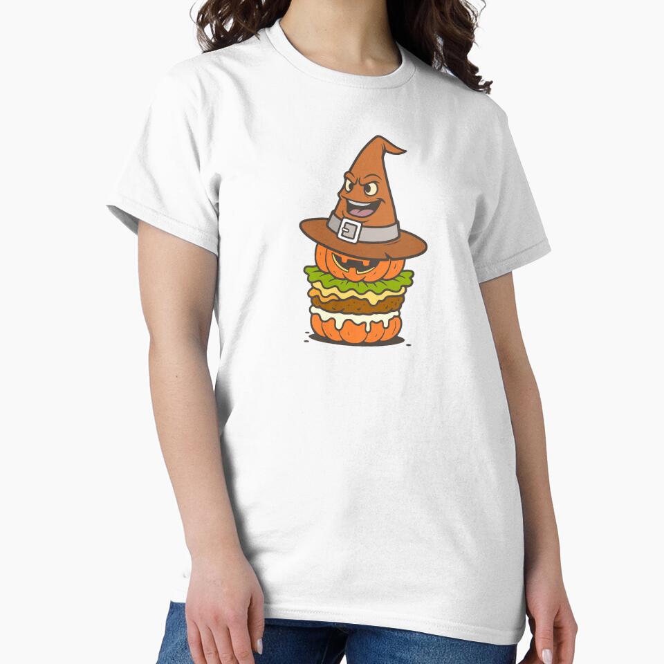Halloween burger pumpkin with wizard hat. by Witch Cat