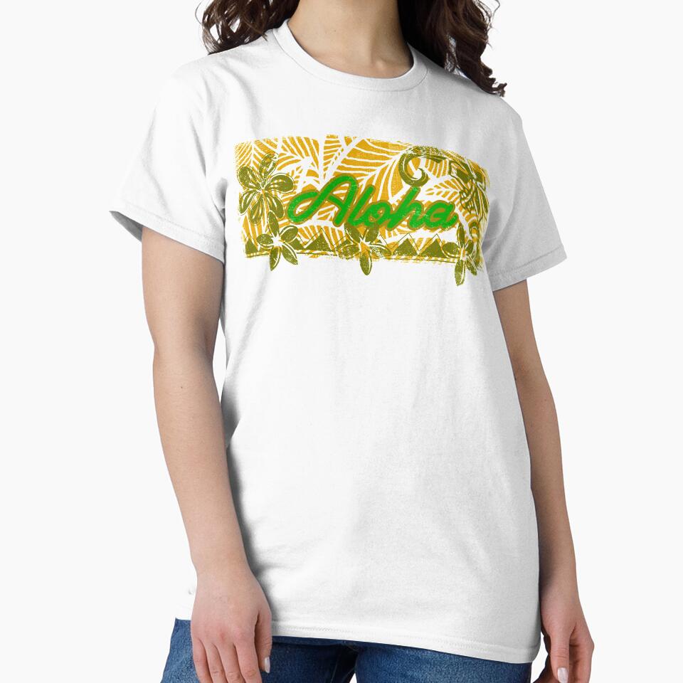 Vintage Distressed Ink Aloha Yellow Floral Banner by sunnthreads