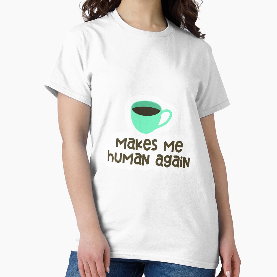 Coffee Makes Me Human Again Sticker Green by Marianna's Meraki