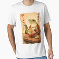 Funny Grumpy Frog Eat Ramen and Scroll Phone Japanese Art by Kladhadredo