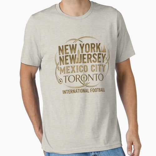 2026 International Football Host Cities Gold Graphic T-Shirt - Premium Travel & Soccer Fan Apparel by Mustaph-Shop