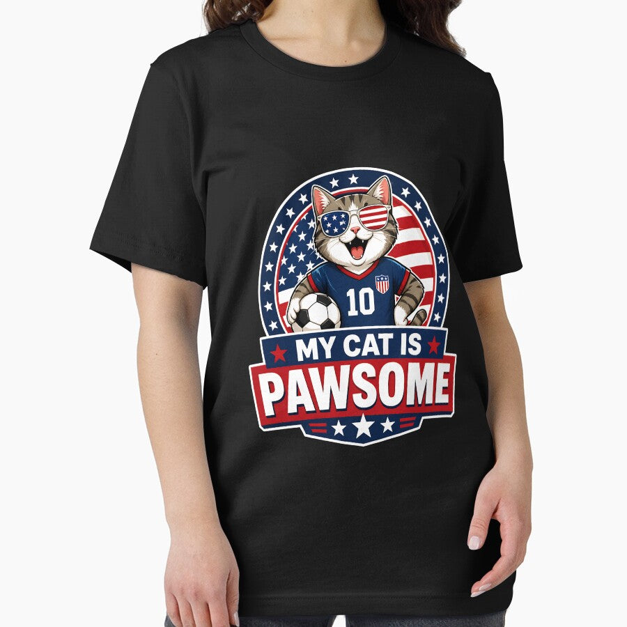 Soccer Cat in Red, White and Blue by MimsTees