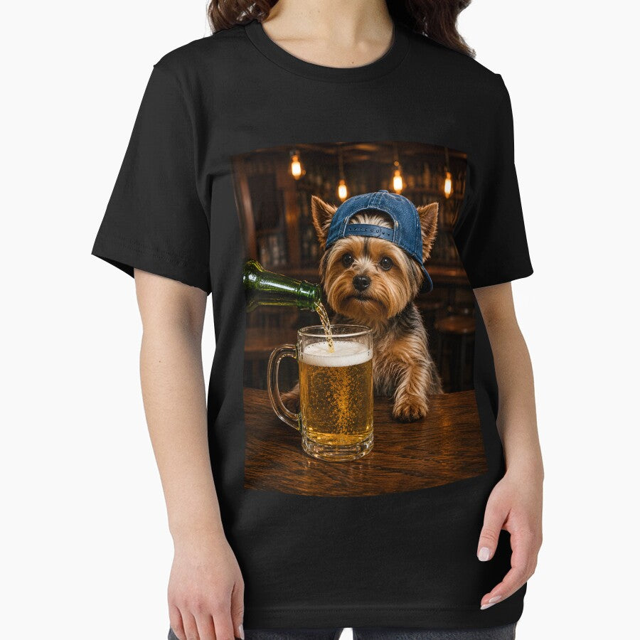 Yorkie Drinking Beer by zoes-ink
