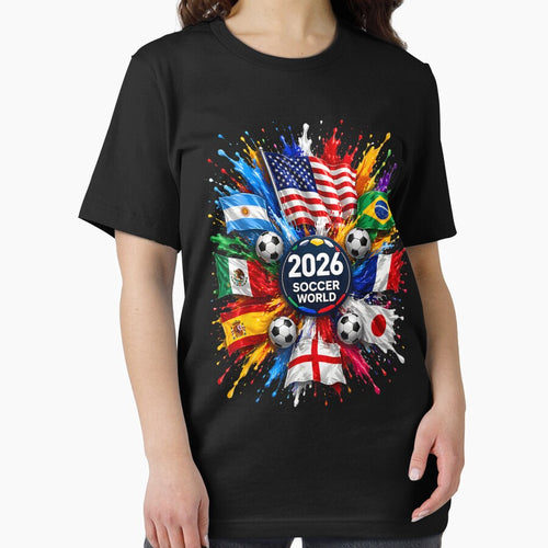 2026 Soccer World USA Flag Burst Fan Tee by Juansustait