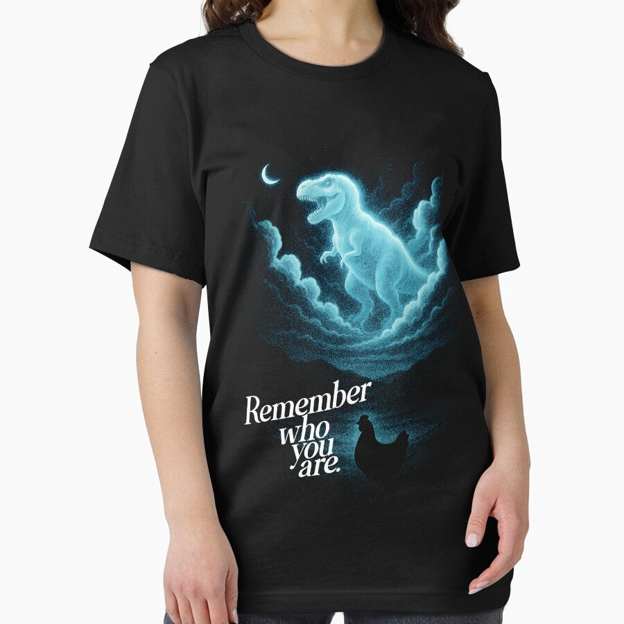 Chicken Dinosaur - Remember Who You Are Funny Evolution Joke Meme by CARBONARA LLC.