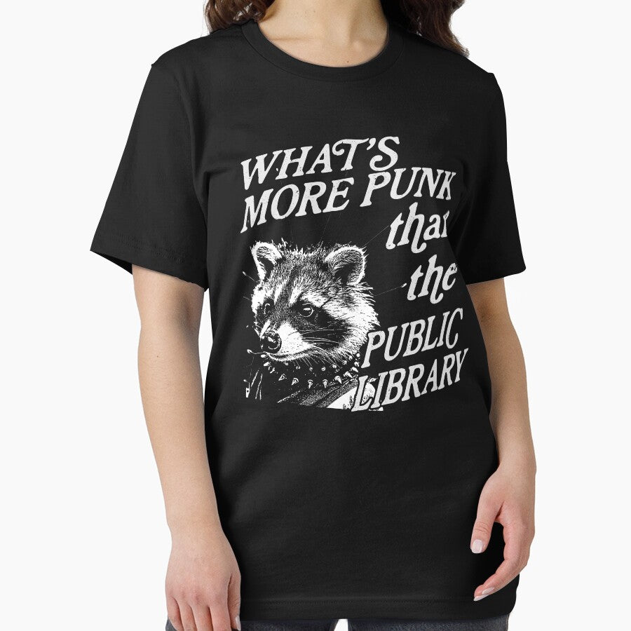 Whats more punk than the public library, Support Public Libraries shirt, vintage funny raccoon meme shirt, feral raccoon by samidsou