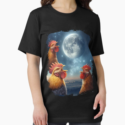 3 Chicken Moon, Funny 3 Chicken Howling Like Wolves by VISIONSTURME