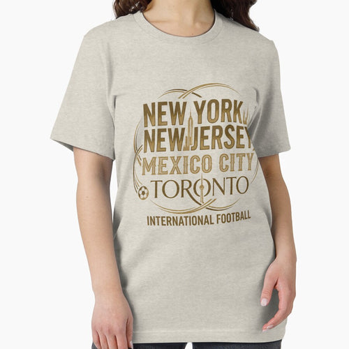 2026 International Football Host Cities Gold Graphic T-Shirt - Premium Travel & Soccer Fan Apparel by Mustaph-Shop