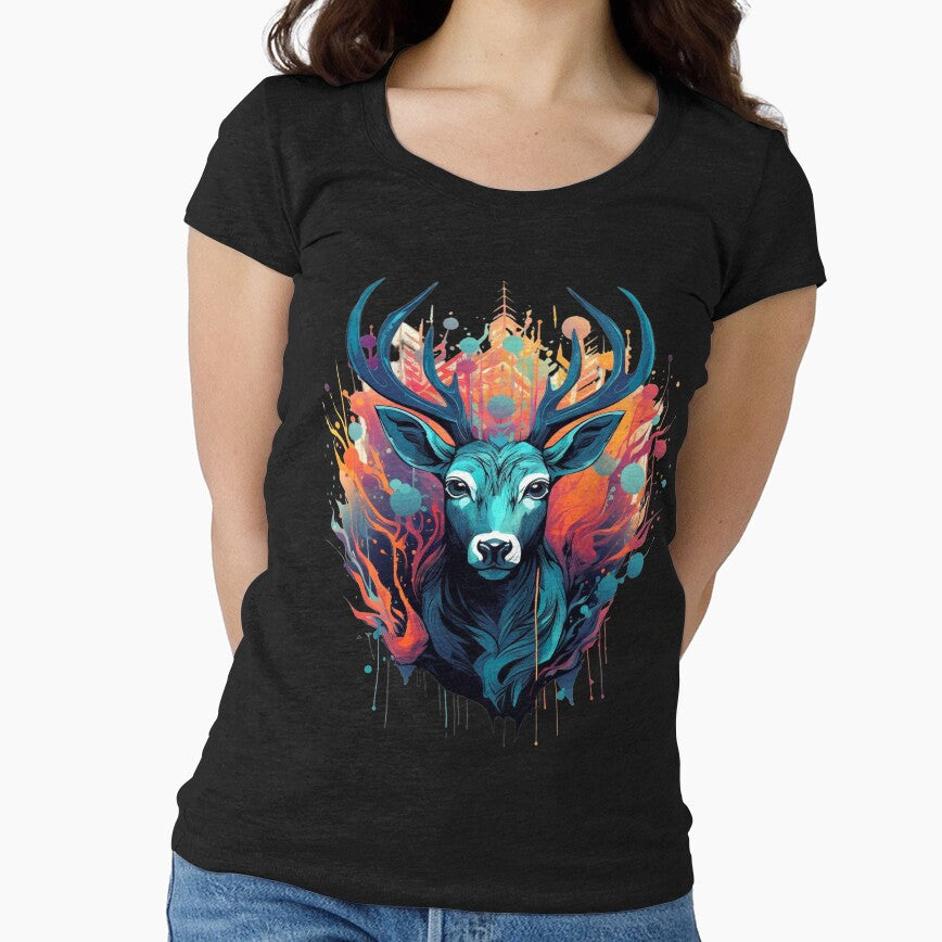 Multi Colour Stag Graphic T-Shirt by KARSCORP