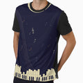 Piano Jazz Festival Concert Singer Crew Neck Navy Beige by hatgirldesign
