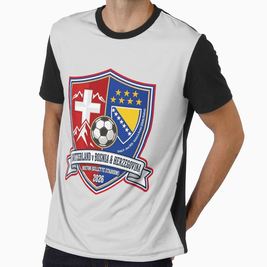 Switzerland Bosnia Football Match Crest Boston 2026 by Pride Emblem Prints