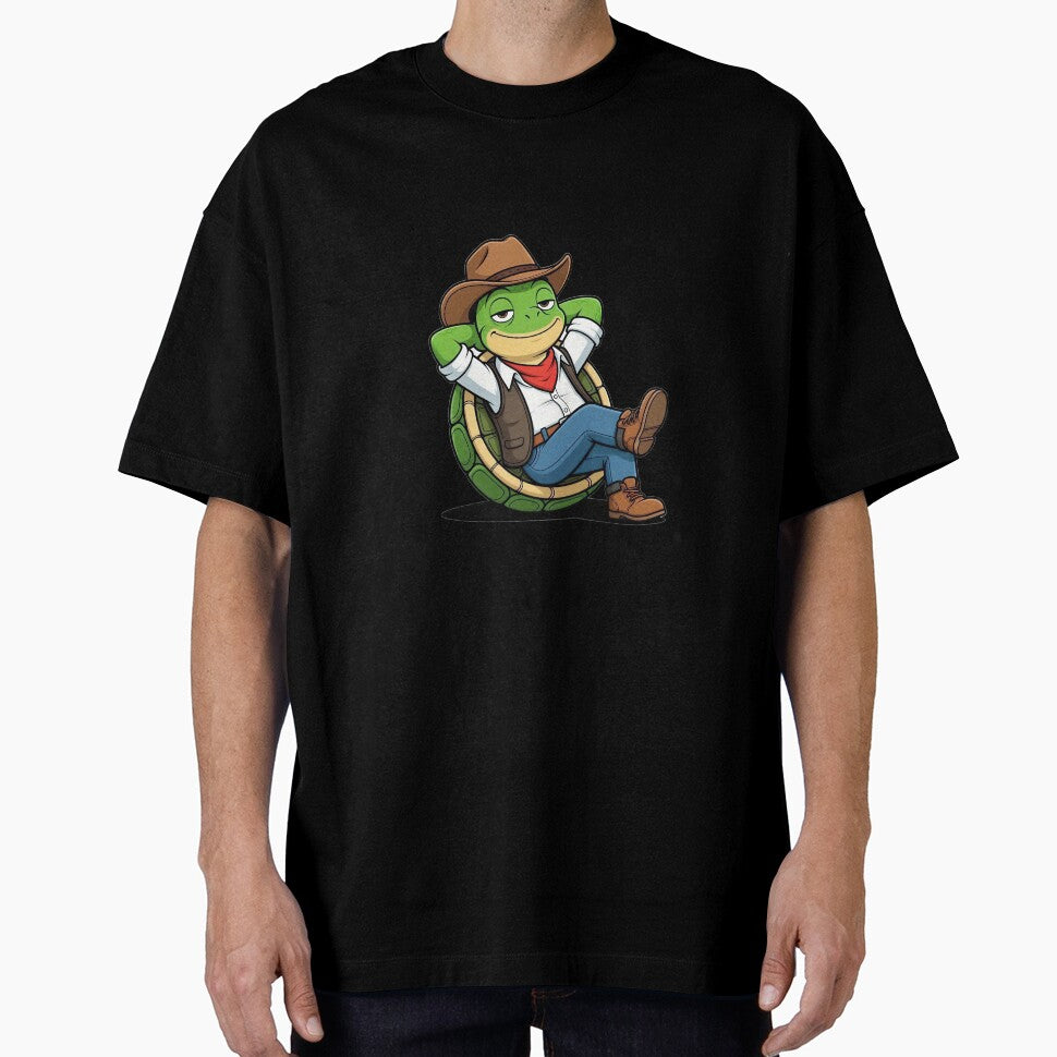 Relaxed Cowboy Turtle Chilling - Funny Western Animal by Threadnovax