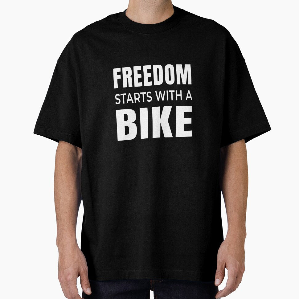 Freedom Starts With A Bike - Typography Bike Quote by ChainPower